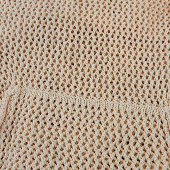 c.l.o.t.h.e.s. Hooded Pullover Sweater Womens XL Yellow Cotton Open Knit Beach - Picture 3 of 5